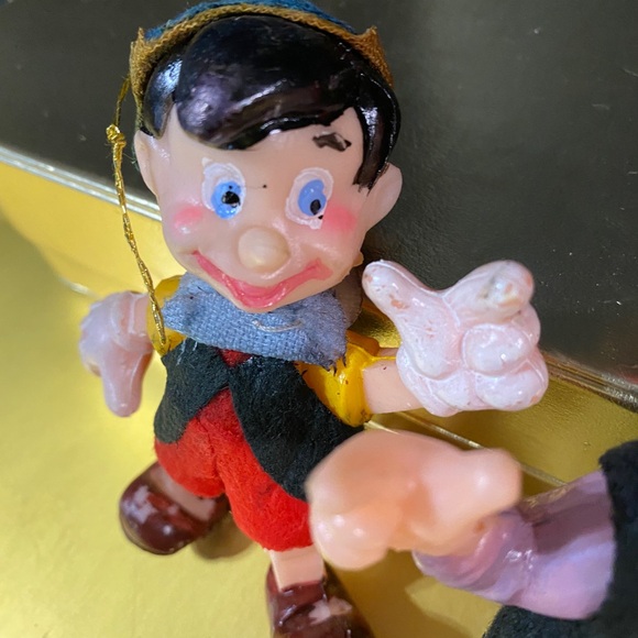 WALT DISNEY VINTAGE PINOCCHIO & GEPPETTO CHRISTMAS ORNAMENTS WITH FELT CLOTHES - Picture 7 of 11